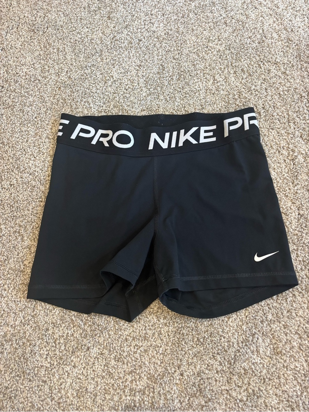 Nike Black Women's Pro Spandex Shorts with White Logo